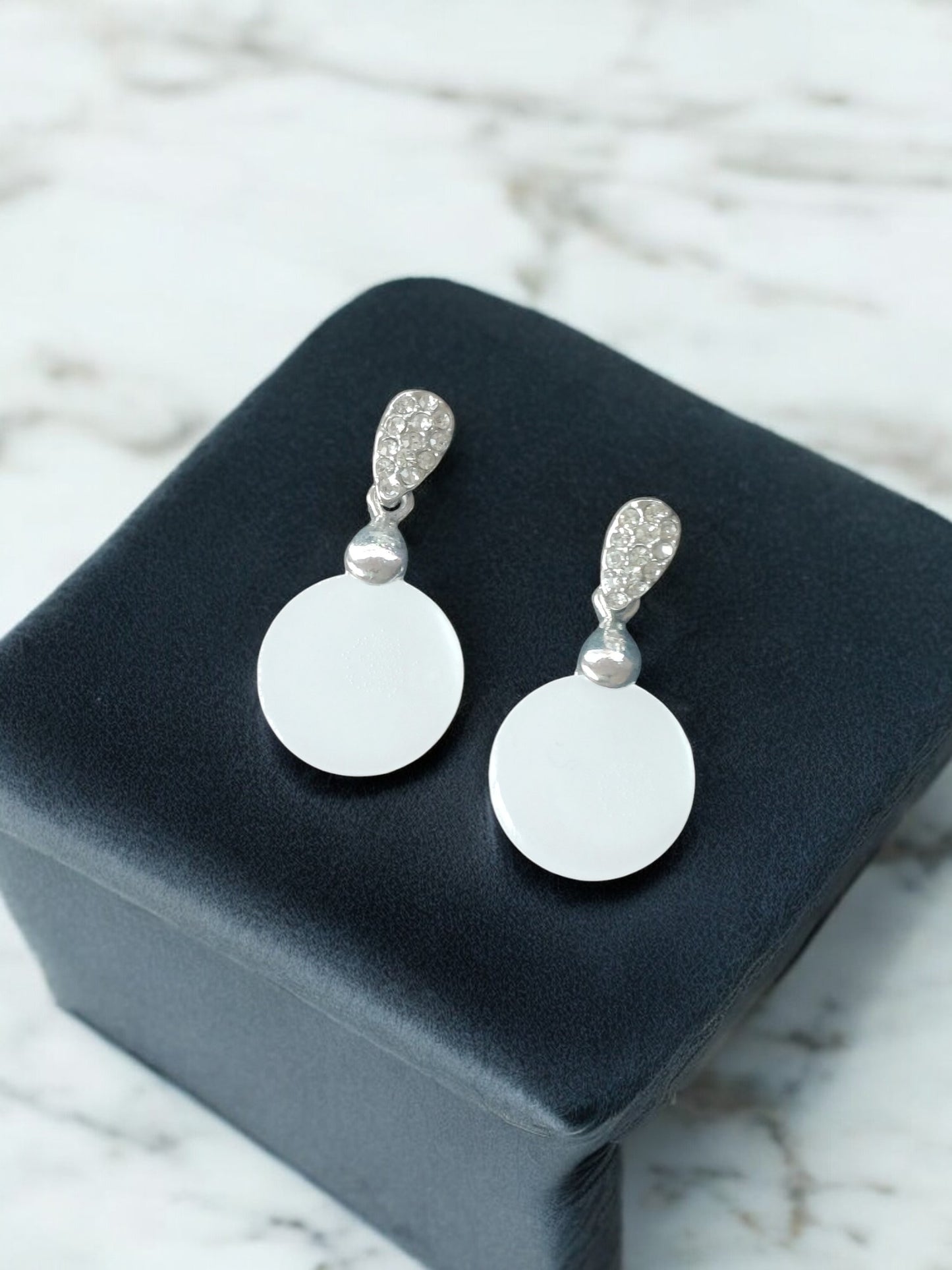 Crystal Teardrop & Round Stone Earrings – Rose Gold & White Gold Plated 13