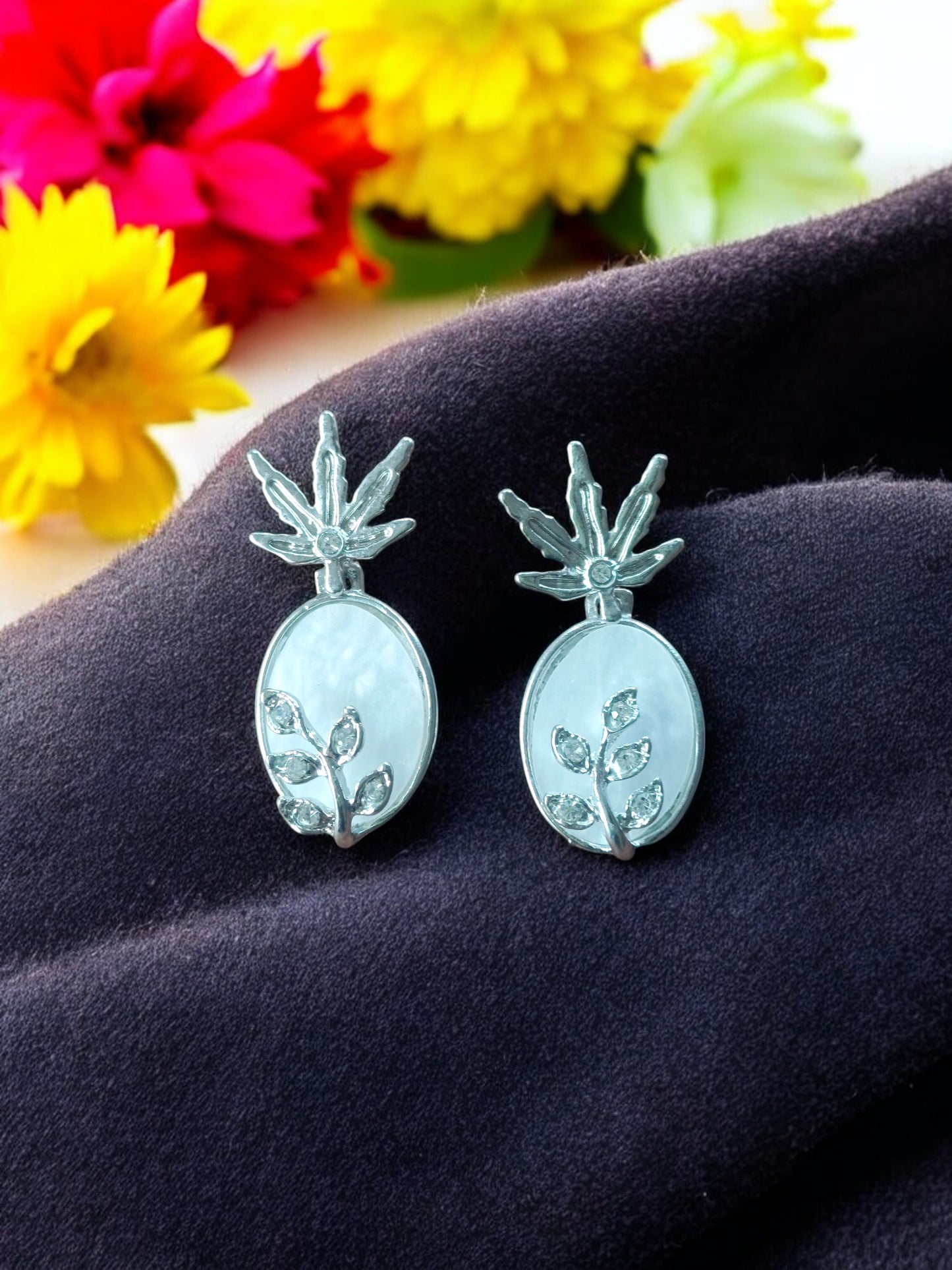 Leaf Elegance Drop Earrings – Rose Gold Plated 08