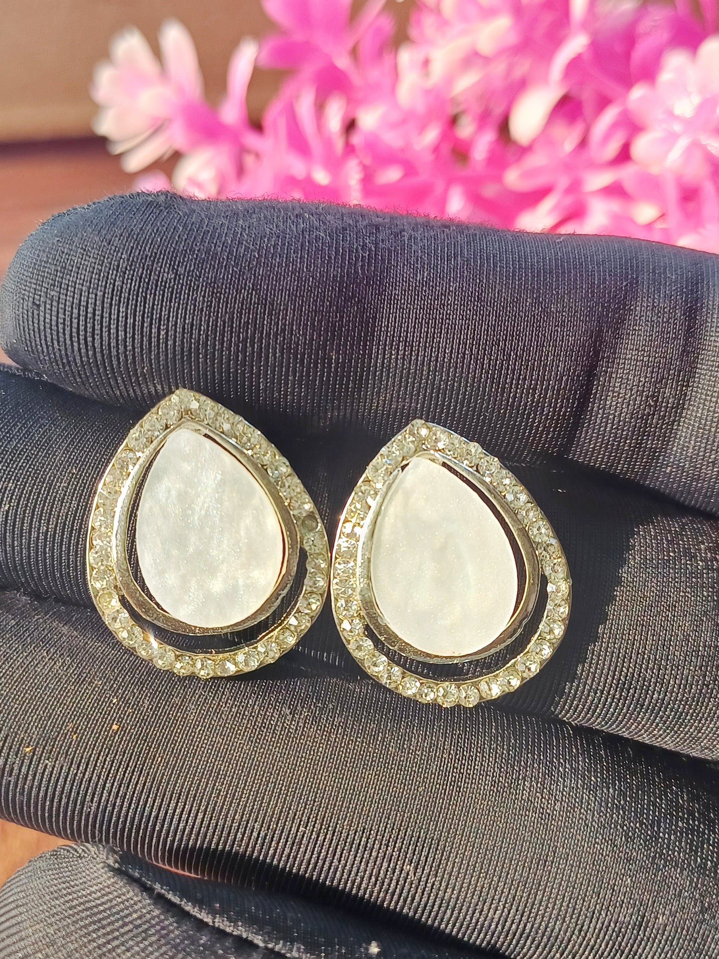 Teardrop Crystal Stud Tops – Rose Gold & White Gold Plated 07