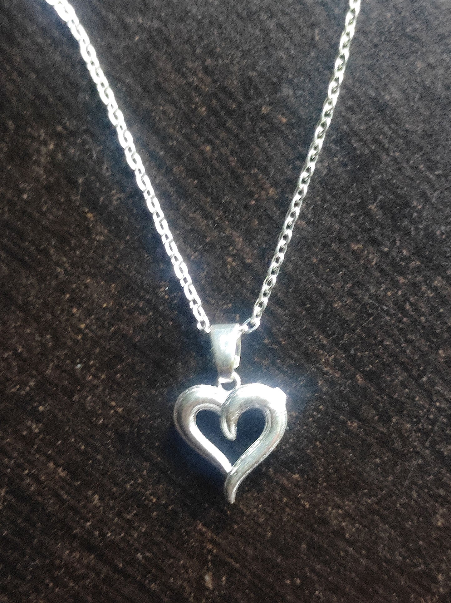 Dual Embrace Silver Heart Pendant with chain