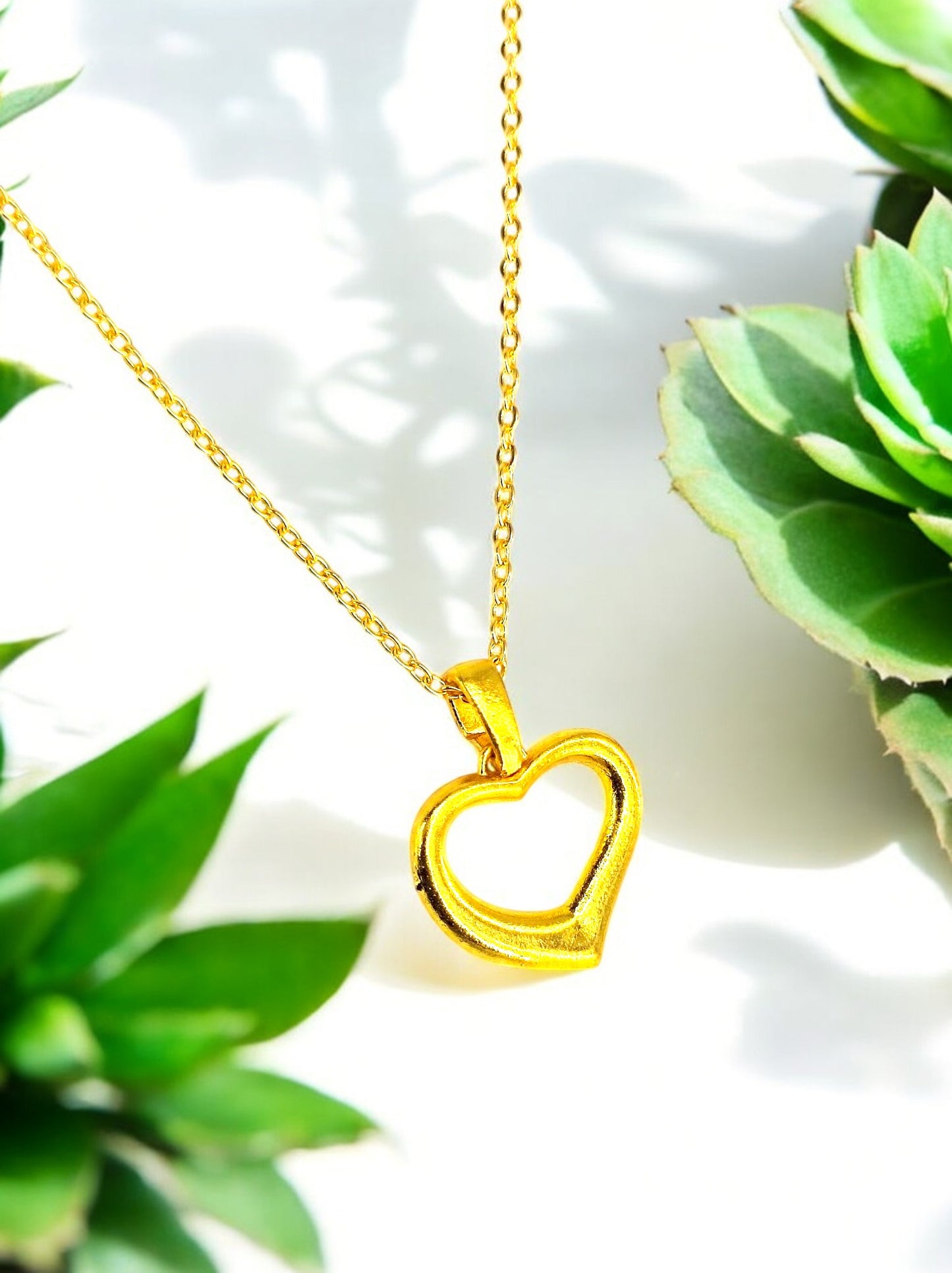 Elegant Open Heart Pendant with chain 02