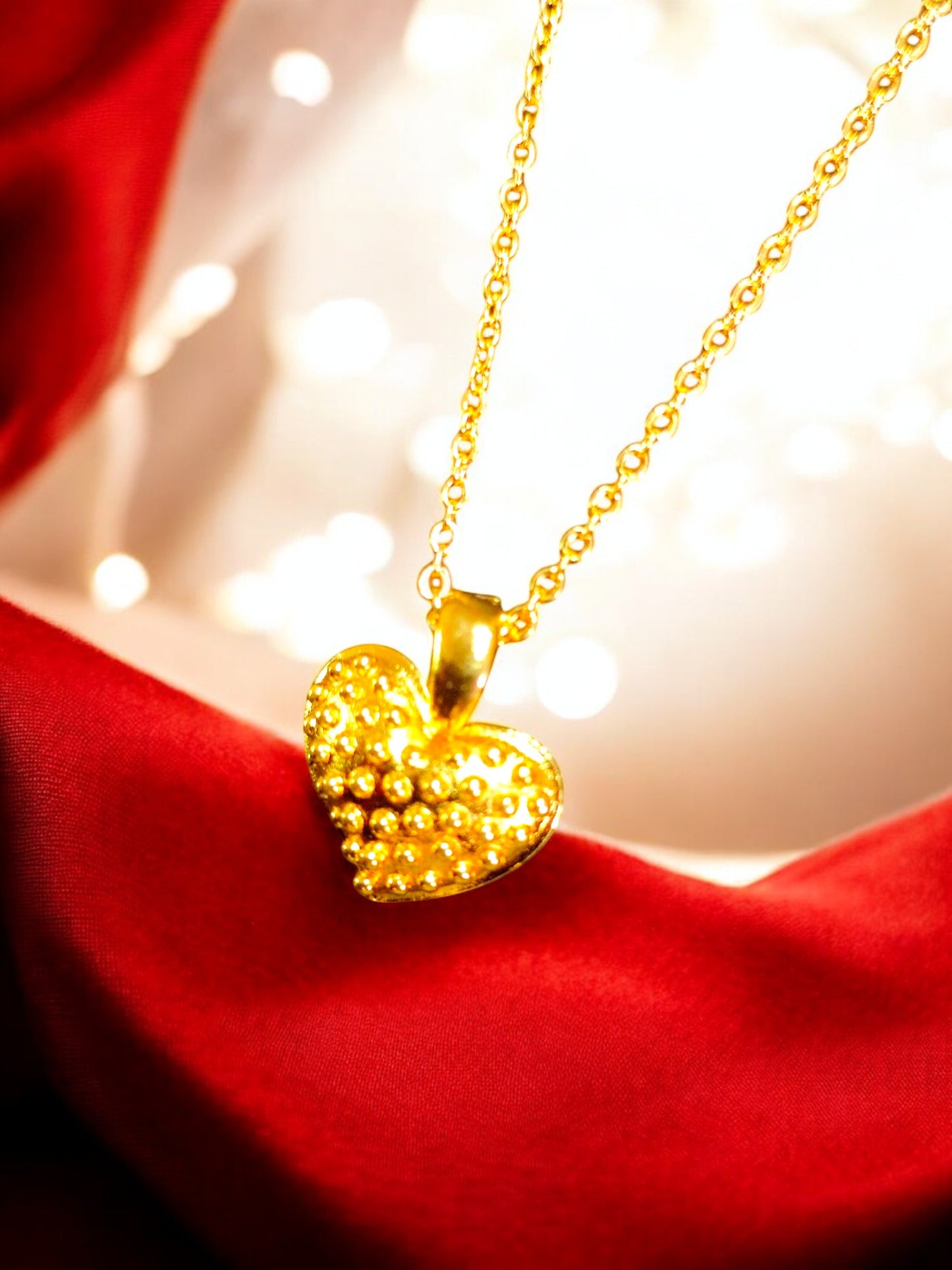 Golden Dotted Heart Pendant 06