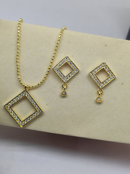 Modern Geometric Diamond-Cut Necklace & Earring Set