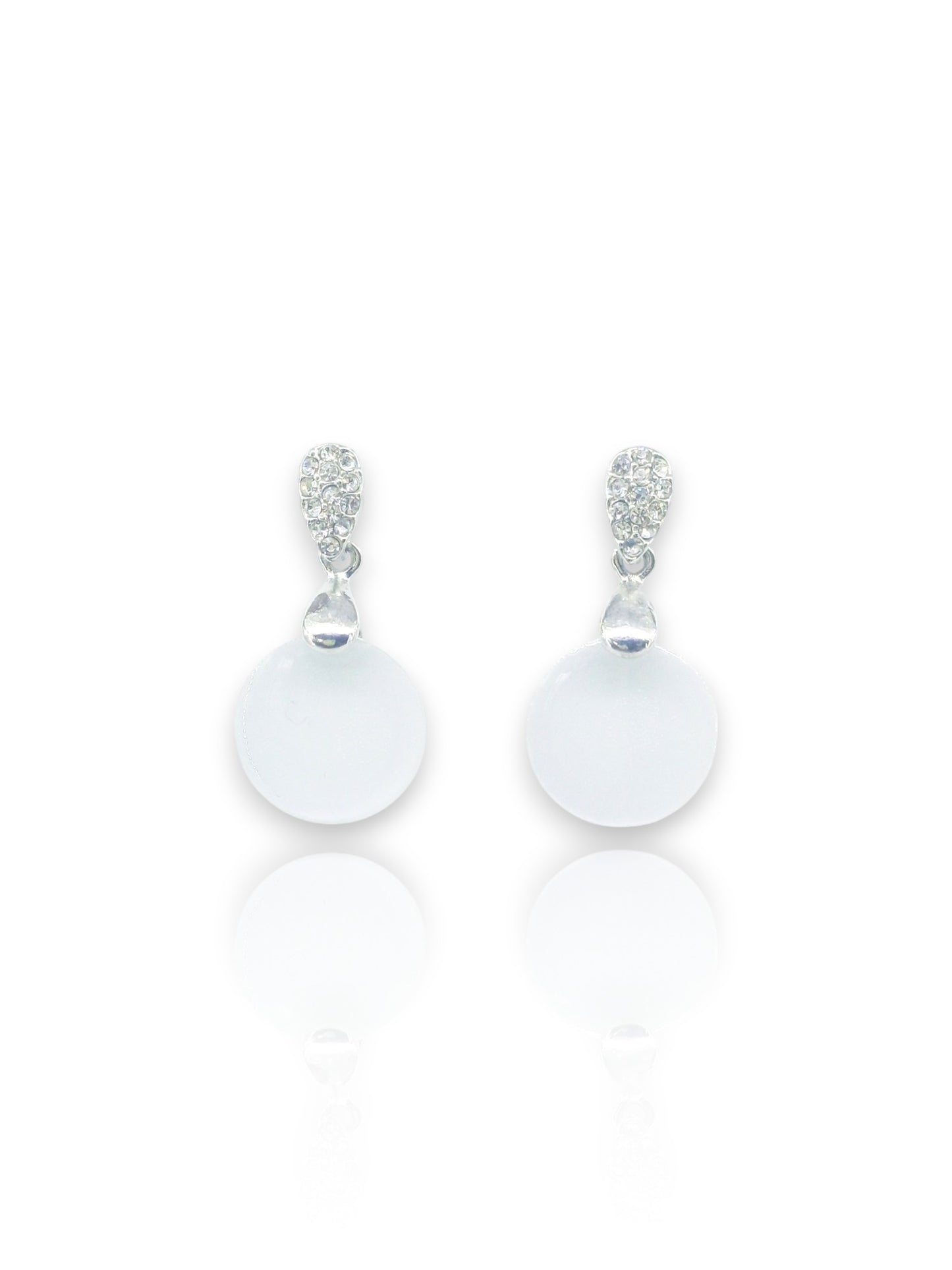 Crystal Teardrop & Round Stone Earrings – Rose Gold & White Gold Plated 13