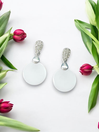 Crystal Teardrop & Round Stone Earrings – Rose Gold & White Gold Plated 13