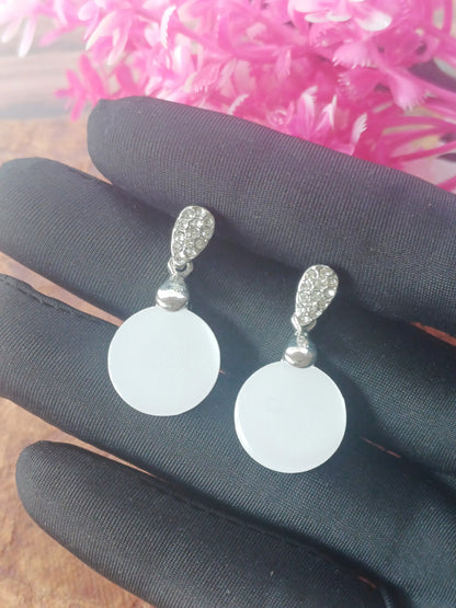 Crystal Teardrop & Round Stone Earrings – Rose Gold & White Gold Plated 13