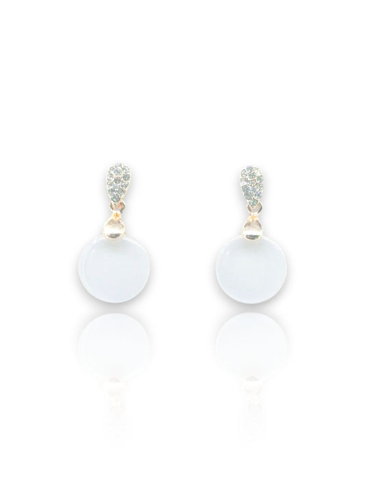 Crystal Teardrop & Round Stone Earrings – Rose Gold & White Gold Plated 13