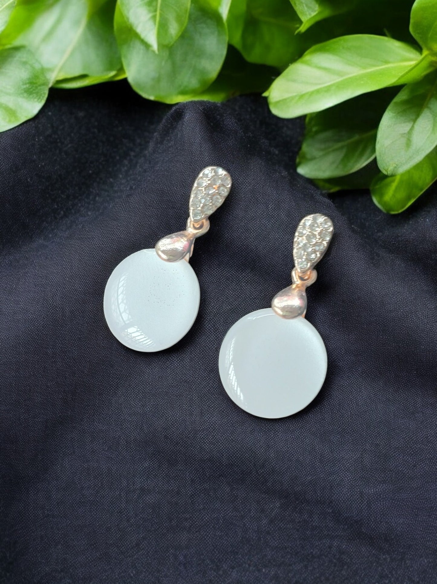 Crystal Teardrop & Round Stone Earrings – Rose Gold & White Gold Plated 13