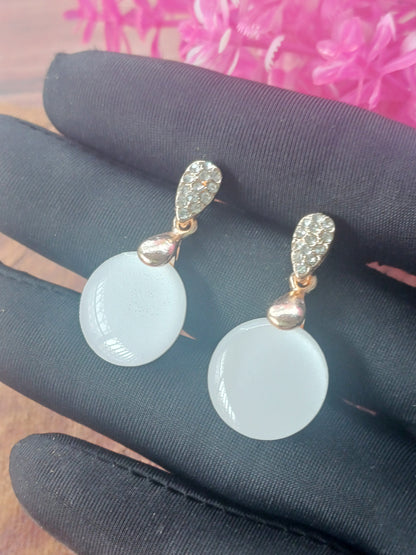 Crystal Teardrop & Round Stone Earrings – Rose Gold & White Gold Plated 13