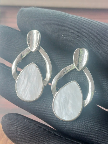 Botanical Leaf Drop Earrings – White Gold Plated & Rose Gold Plated 09