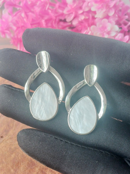 Botanical Leaf Drop Earrings – White Gold Plated & Rose Gold Plated 09