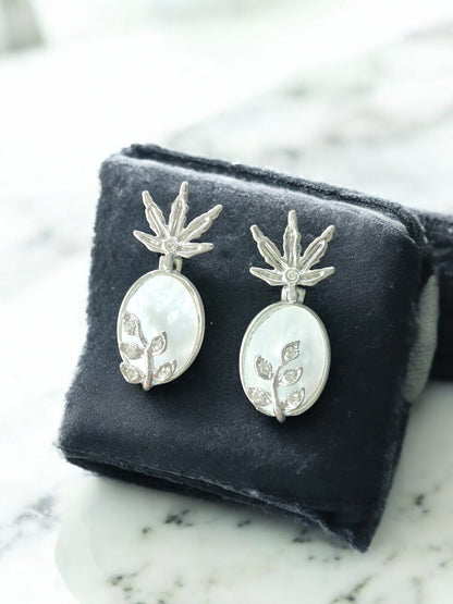 Leaf Elegance Drop Earrings – Rose Gold Plated 08