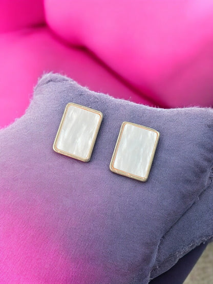 Rose Gold Plated & White Gold Plated Diamond-Shaped Stud Earrings 02