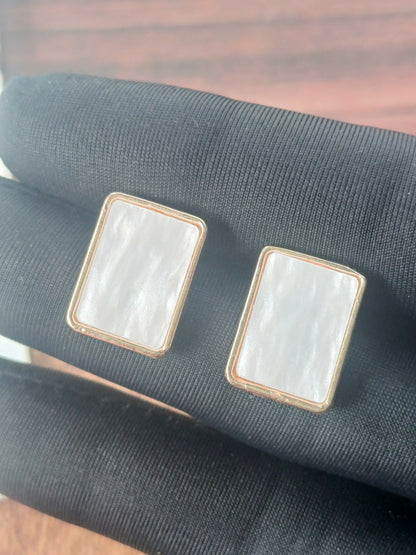 Rose Gold Plated & White Gold Plated Diamond-Shaped Stud Earrings 02