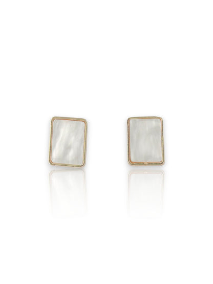 Rose Gold Plated & White Gold Plated Diamond-Shaped Stud Earrings