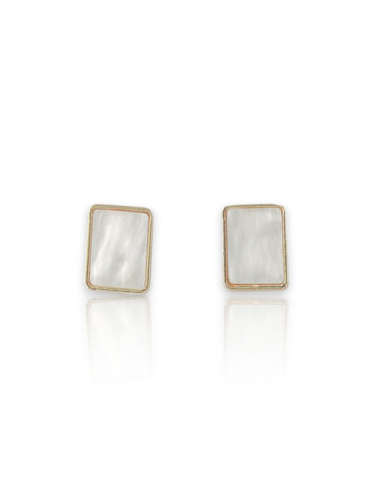 Rose Gold Plated & White Gold Plated Diamond-Shaped Stud Earrings