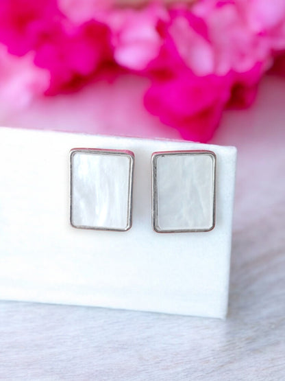 Rose Gold Plated & White Gold Plated Diamond-Shaped Stud Earrings 02