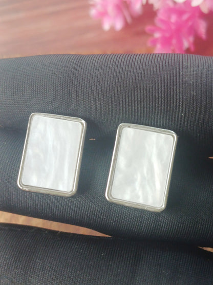 Rose Gold Plated & White Gold Plated Diamond-Shaped Stud Earrings 02