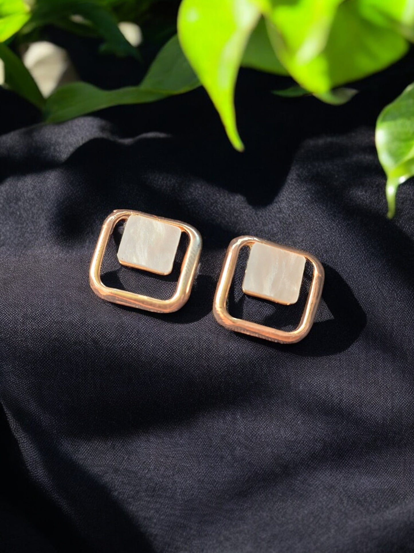 Rose Gold and White gold Plated Minimalist Square Tops 01