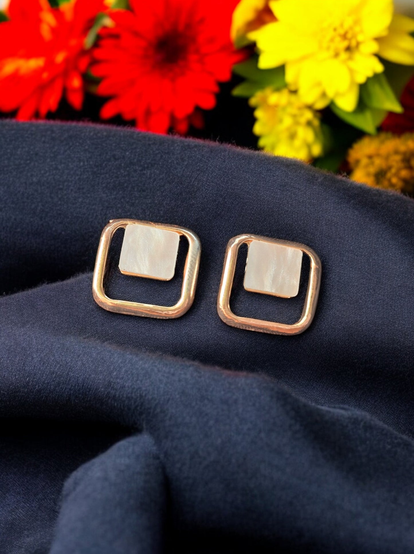 Rose Gold and White gold Plated Minimalist Square Tops 01