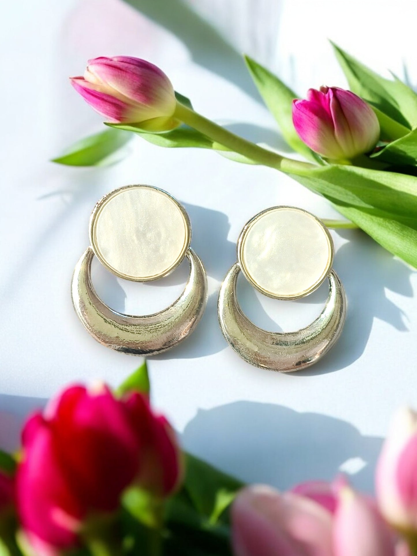 Lunar Drop Studs – Rose Gold Plated / White Gold Plated