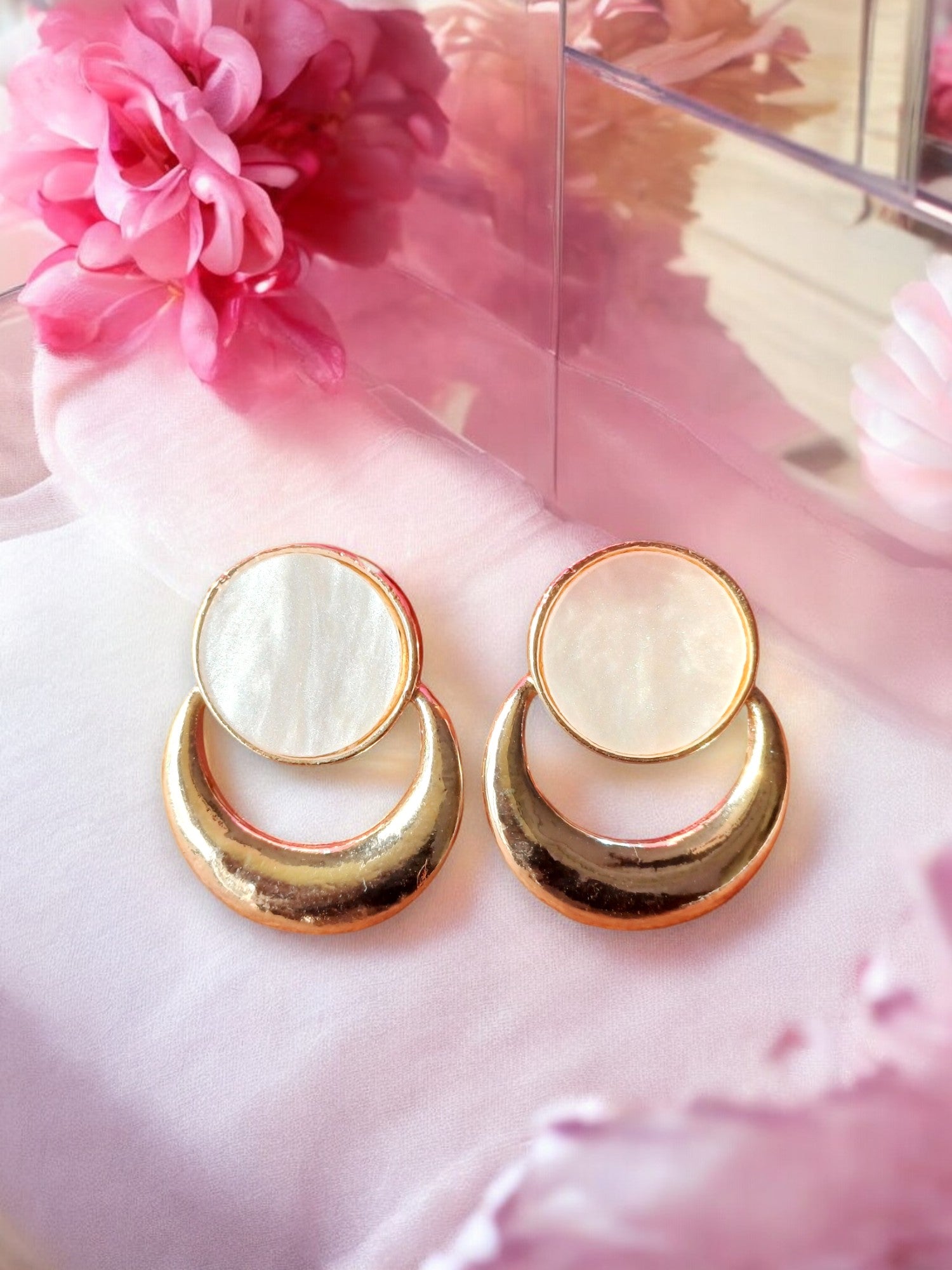 Lunar Drop Studs – Rose Gold Plated / White Gold Plated