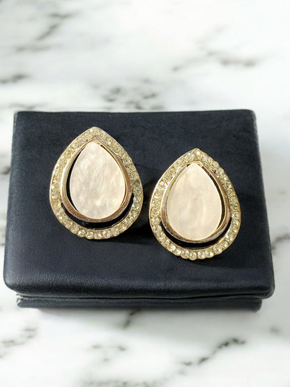 Teardrop Crystal Stud Tops – Rose Gold & White Gold Plated 07