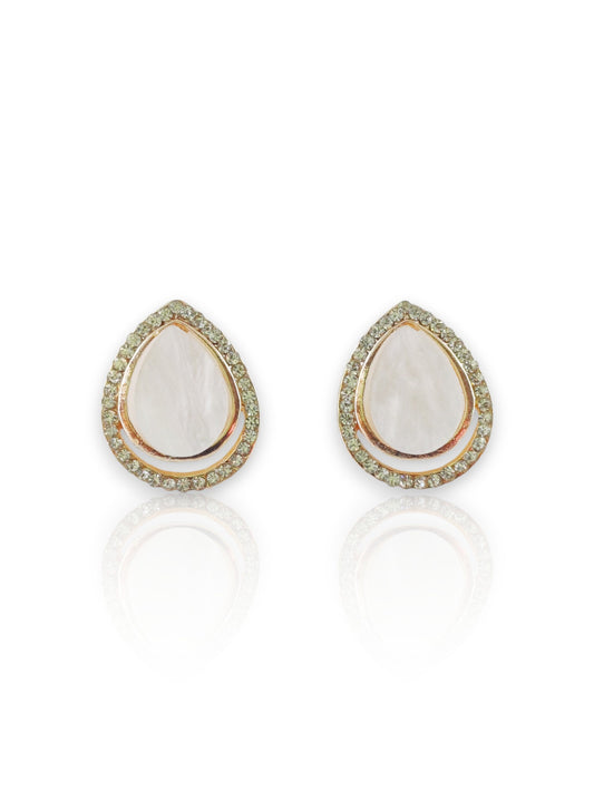 Teardrop Crystal Stud Tops – Rose Gold & White Gold Plated 07