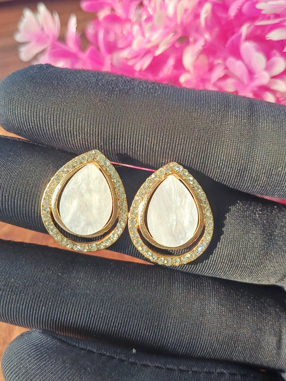 Teardrop Crystal Stud Tops – Rose Gold & White Gold Plated 07