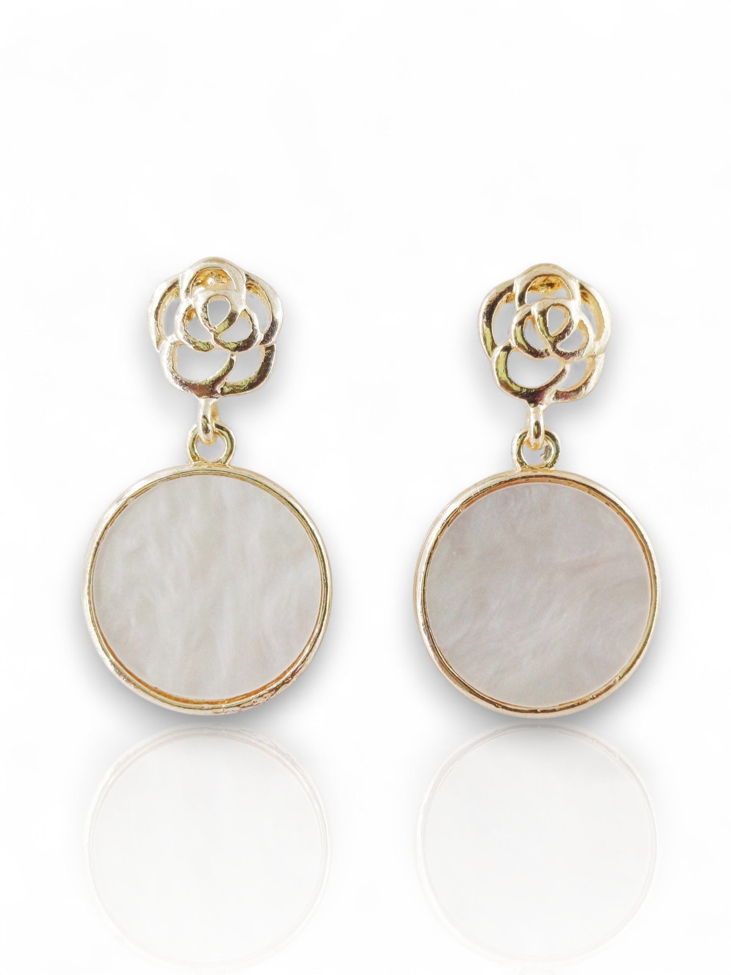Elegant Floral Drop Earrings – Rose Gold & White Gold Plated 01