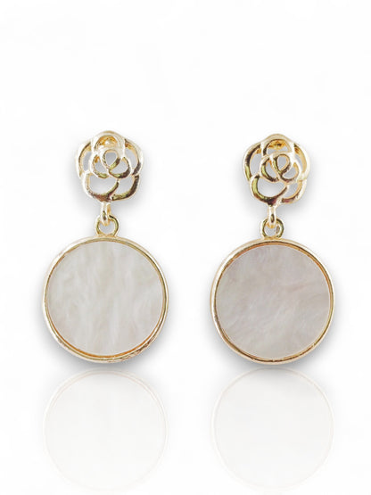 Elegant Floral Drop Earrings – Rose Gold & White Gold Plated 01