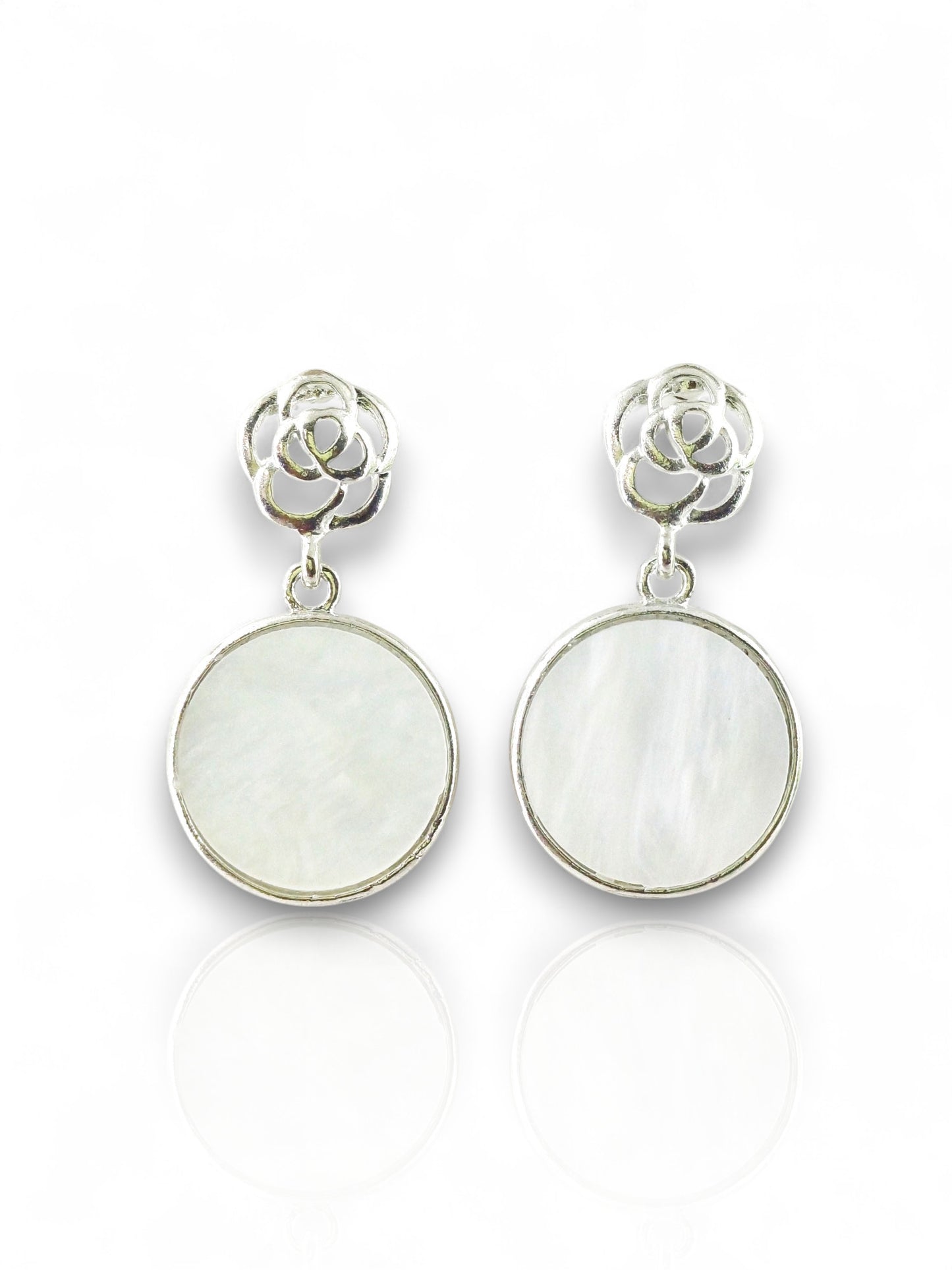 Elegant Floral Drop Earrings – Rose Gold & White Gold Plated 01