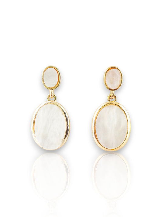 Oval Drop Earrings – White Gold & Rose Gold Plated 06