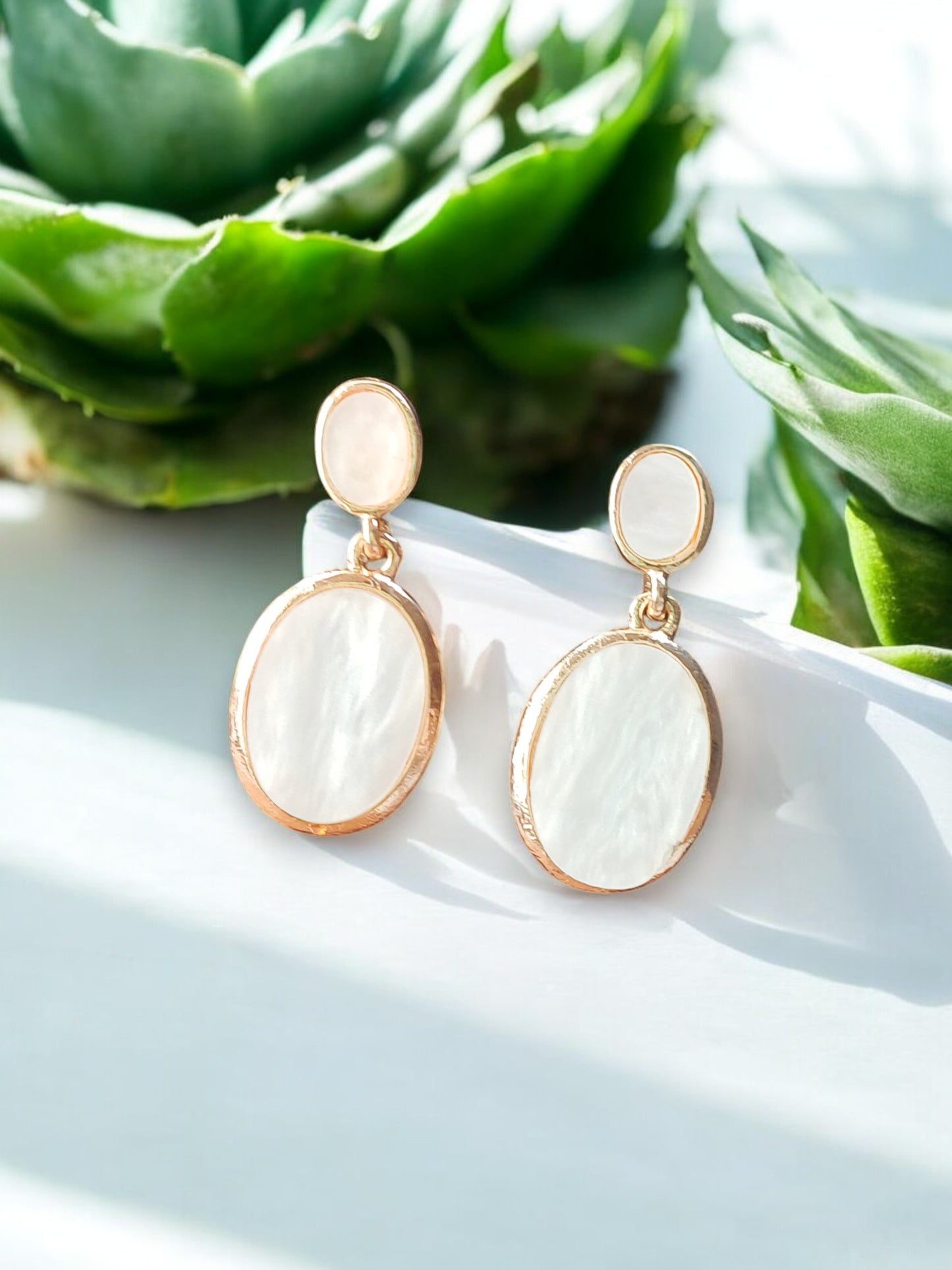 Classic Oval Drop Earrings – Rose Gold Plated / White Gold Plated 12
