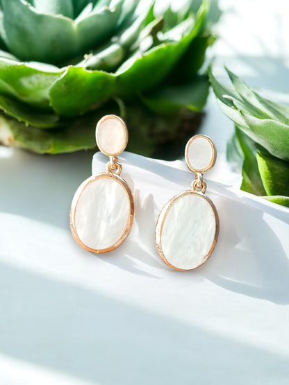 Classic Oval Drop Earrings – Rose Gold Plated / White Gold Plated 12