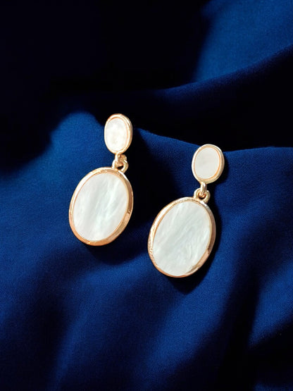 Oval Drop Earrings – White Gold & Rose Gold Plated 06