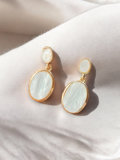 Classic Oval Drop Earrings – Rose Gold Plated / White Gold Plated 12