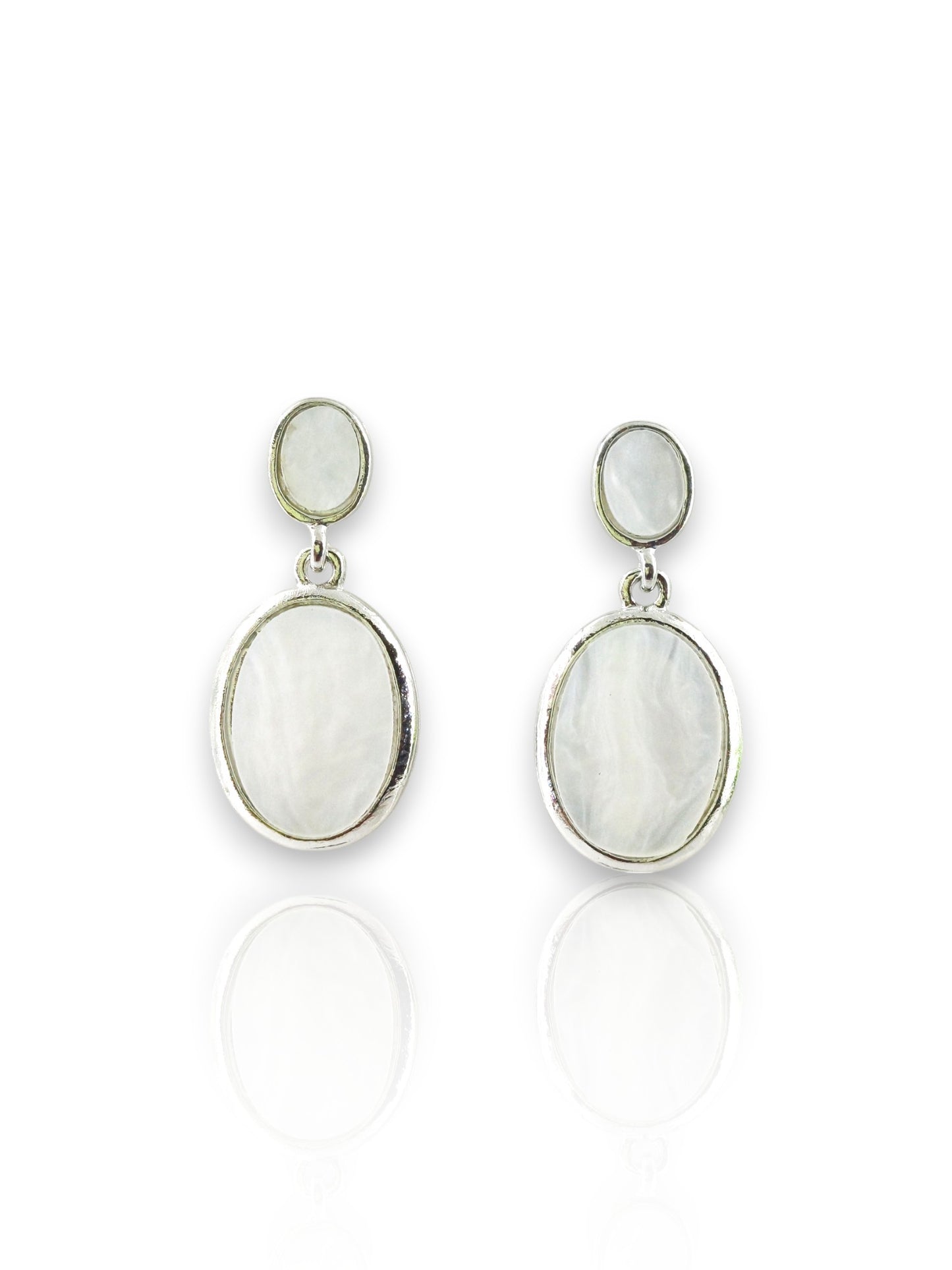 Classic Oval Drop Earrings – Rose Gold Plated / White Gold Plated 12