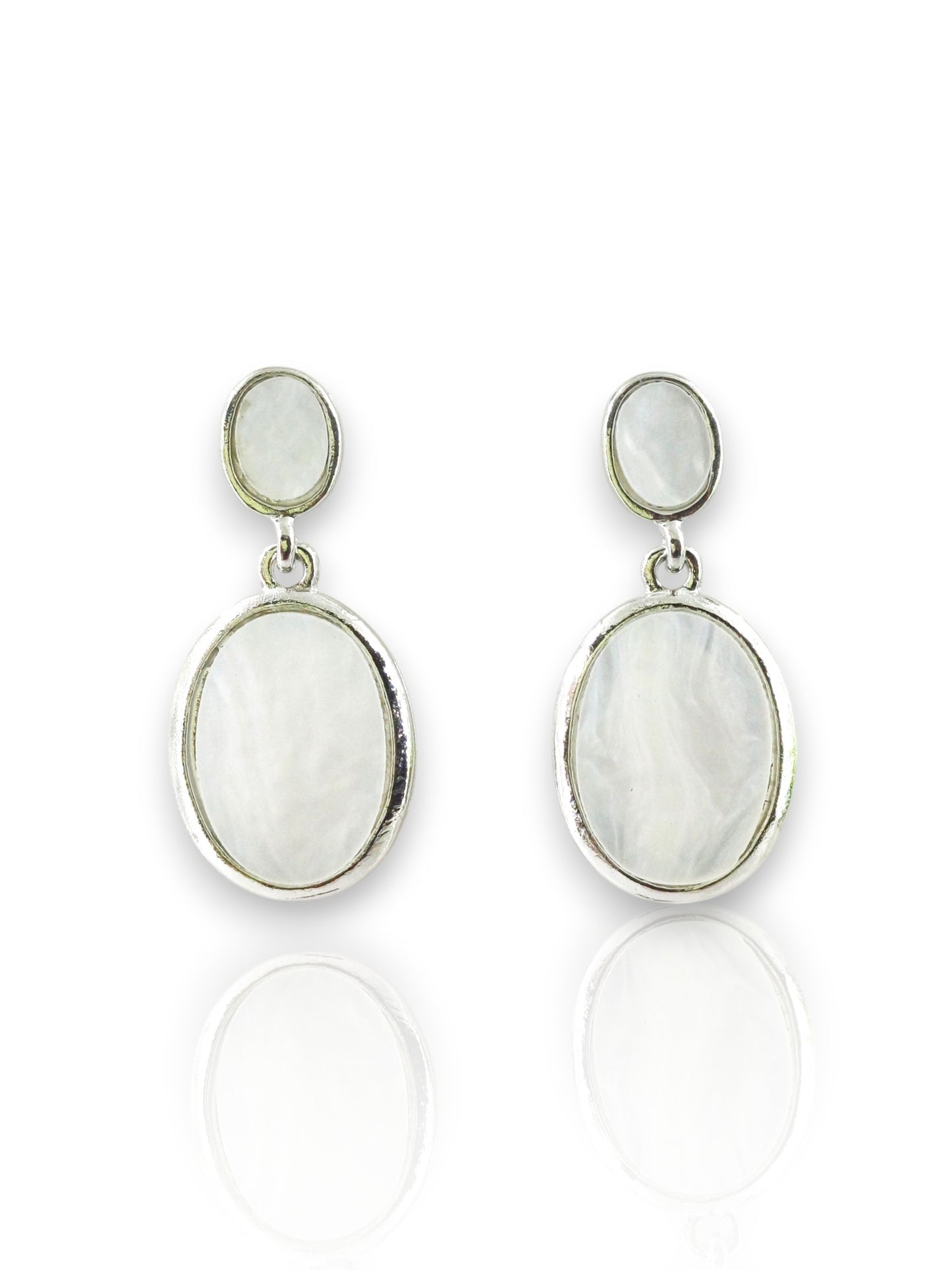 Oval Drop Earrings – White Gold & Rose Gold Plated 06