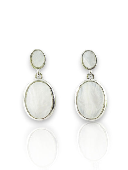 Oval Drop Earrings – White Gold & Rose Gold Plated 06