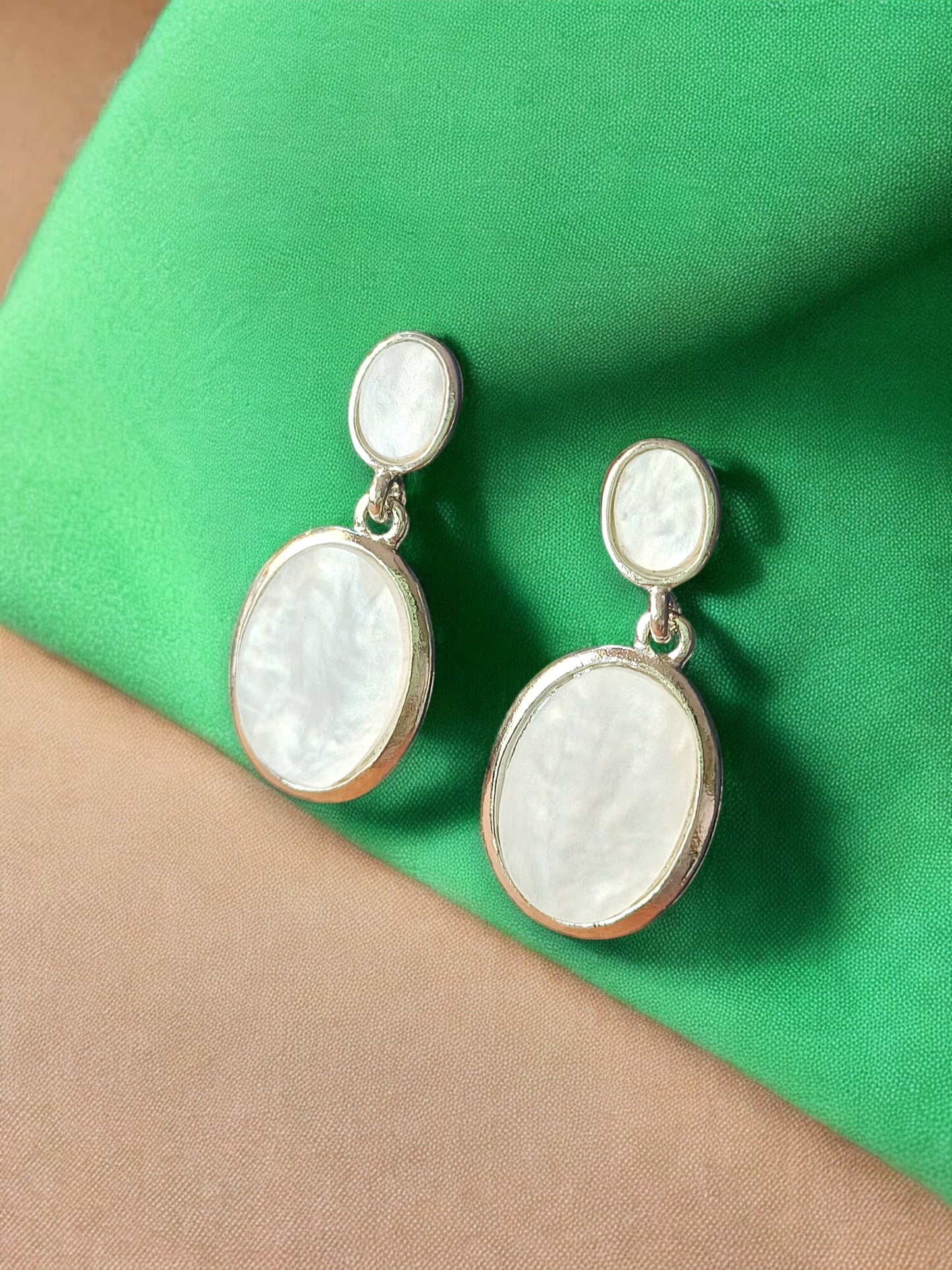 Oval Drop Earrings – White Gold & Rose Gold Plated 06