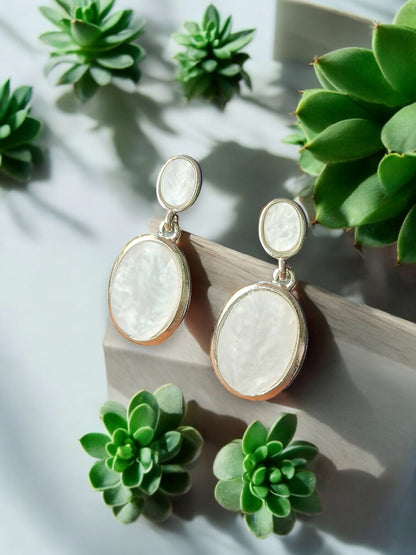Classic Oval Drop Earrings – Rose Gold Plated / White Gold Plated 12