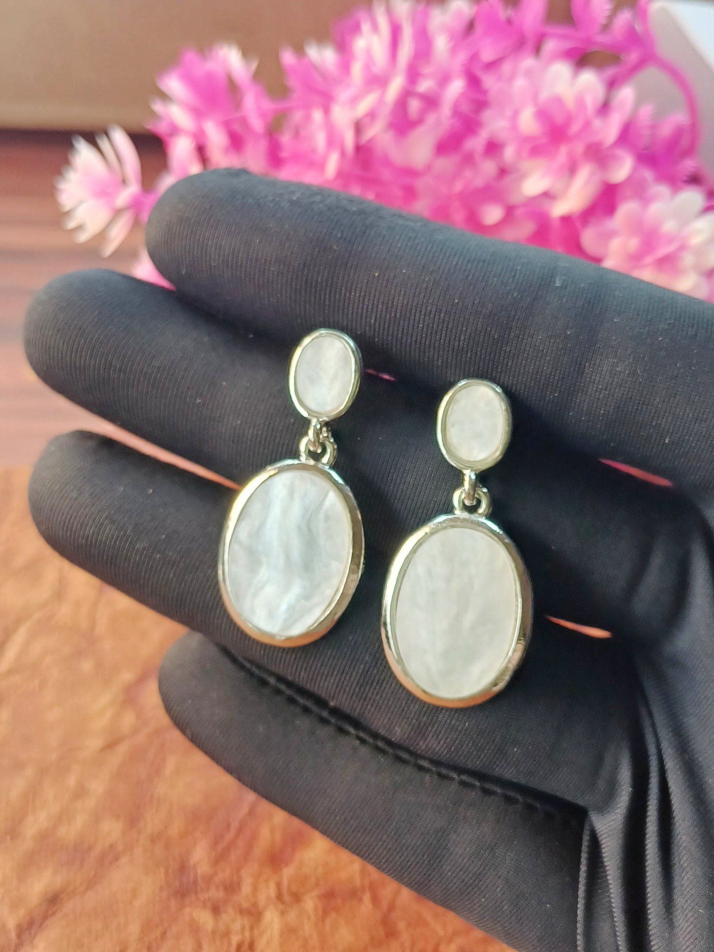 Classic Oval Drop Earrings – Rose Gold Plated / White Gold Plated 12