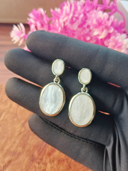 Classic Oval Drop Earrings – Rose Gold Plated / White Gold Plated 12