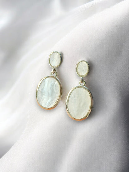 Classic Oval Drop Earrings – Rose Gold Plated / White Gold Plated 12