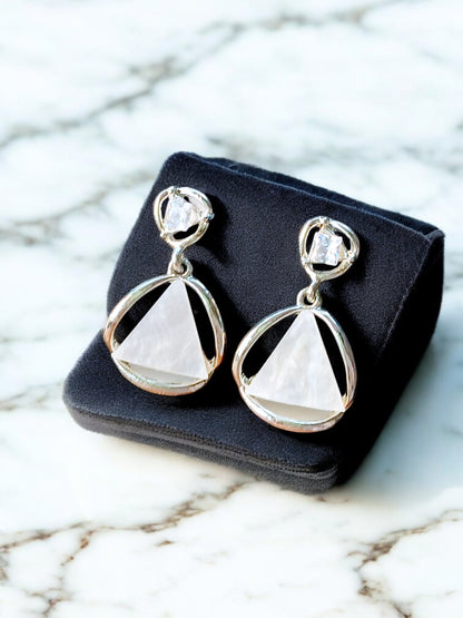 Geometric Harmony Earrings – White Gold Plated 11