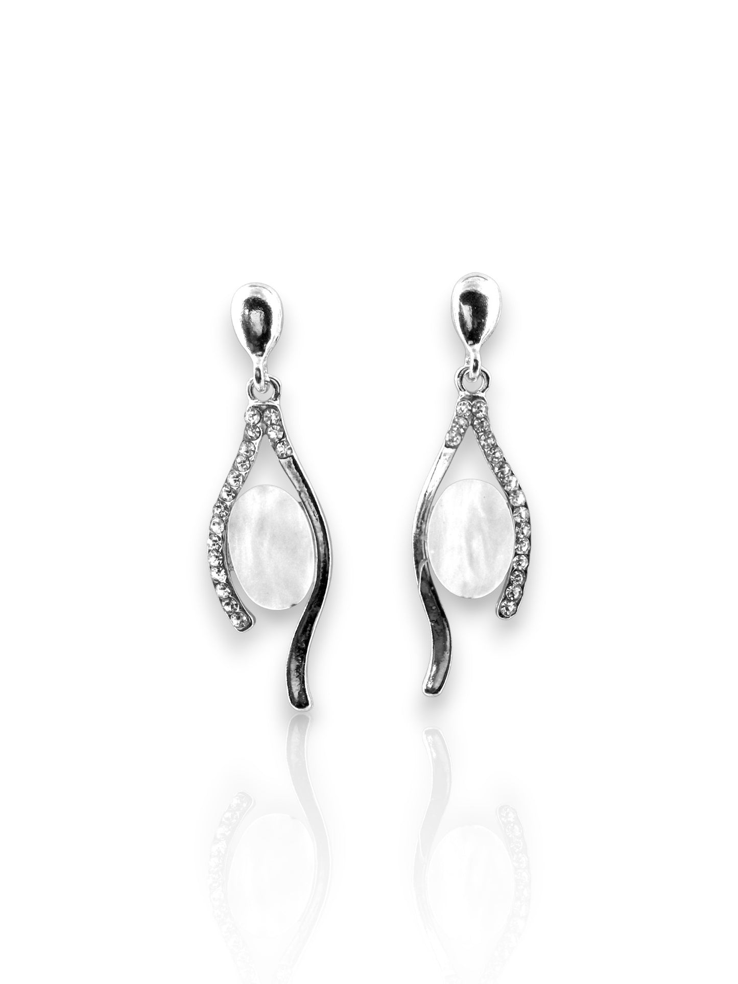 Crystal Curve Statement Earrings – Rose Gold Plated / White Gold Plated 10