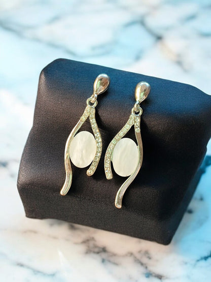 Crystal Curve Statement Earrings – Rose Gold Plated / White Gold Plated 10