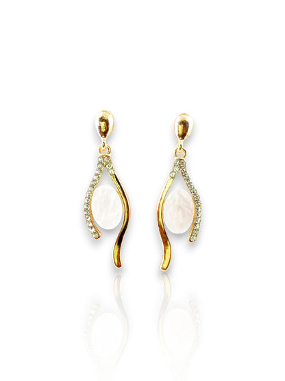 Crystal Curve Statement Earrings – Rose Gold Plated / White Gold Plated 10