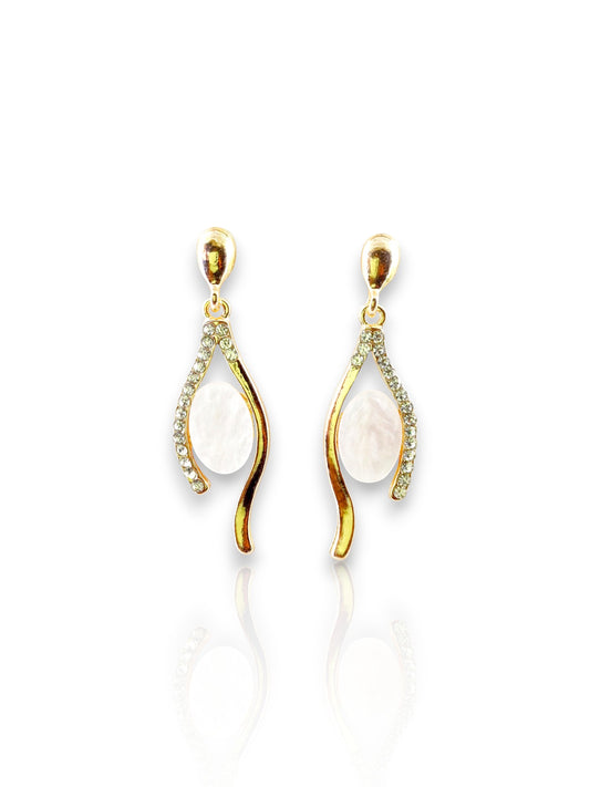 Crystal Curve Statement Earrings – Rose Gold Plated / White Gold Plated 10